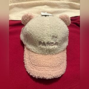 Panda Kids Fuzzy Pink and Cream Baseball  Hat